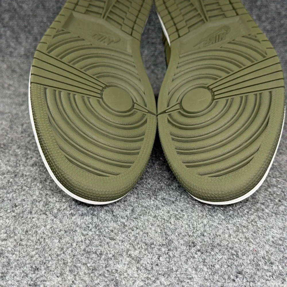 Jordan 1 Mid Shoes Men's 13 Olive Canvas Green Black Retro Athletic Sneakers